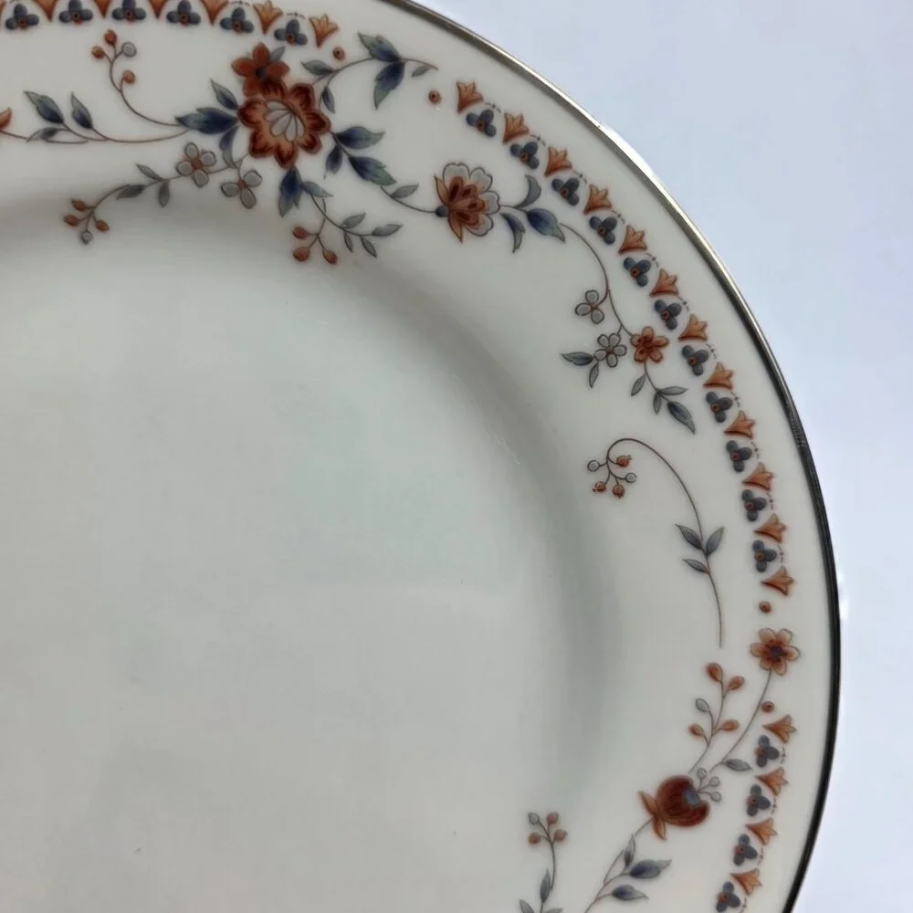 THREE Noritake Adagio Salad Plates Ivory with Floral Spray on Rim
